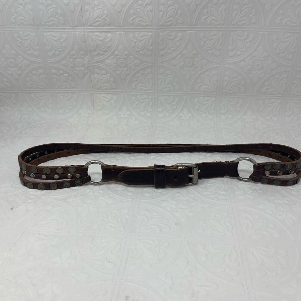 Leather Studded Jeweled Belt Sz L